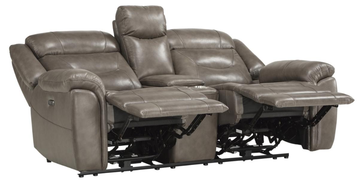 Danio Power Double Reclining Loveseat with Power Headrests in Brownish Gray 9528BRG-2PWH