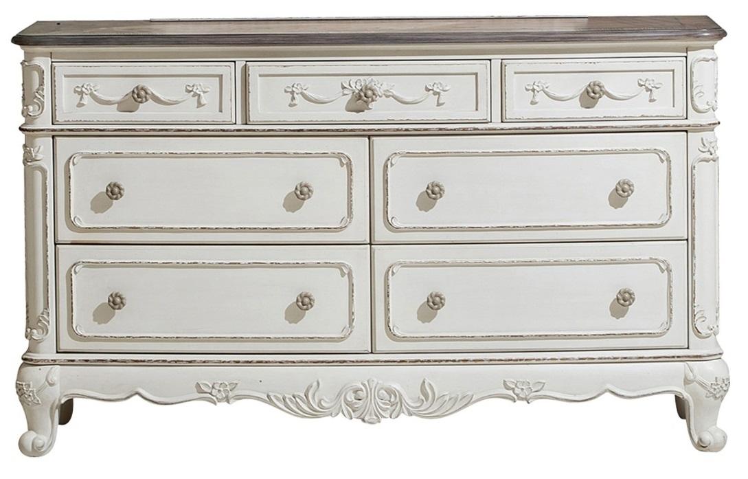 Homelegance Cinderella 7 Drawer Dresser in Antique White with Grey Rub-Through 1386NW-5 image