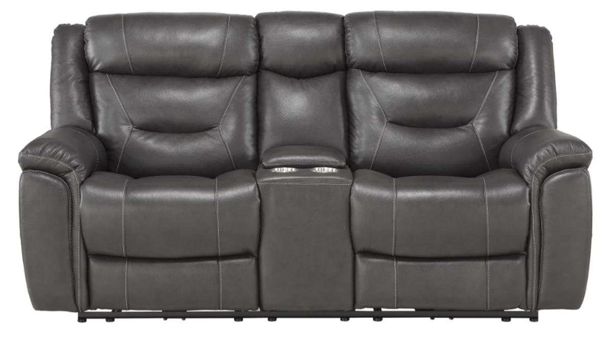 Danio Power Double Reclining Loveseat with Power Headrests in Dark Gray 9528DGY-2PWH image